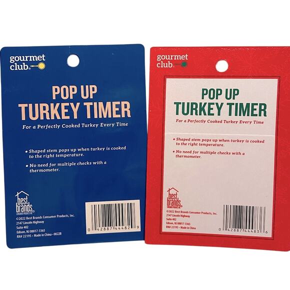 Set of 2 Pop Up Turkey Timers 3 pks Gourmet Club Christmas Thanksgiving Dinner - Picture 2 of 2